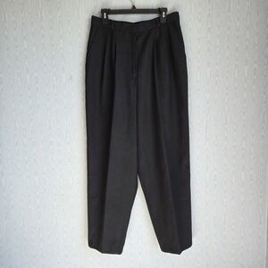 Vtg 80s Counterparts Women's 32" Pleat Front High Waist‎ Dress Pants Black Flaw